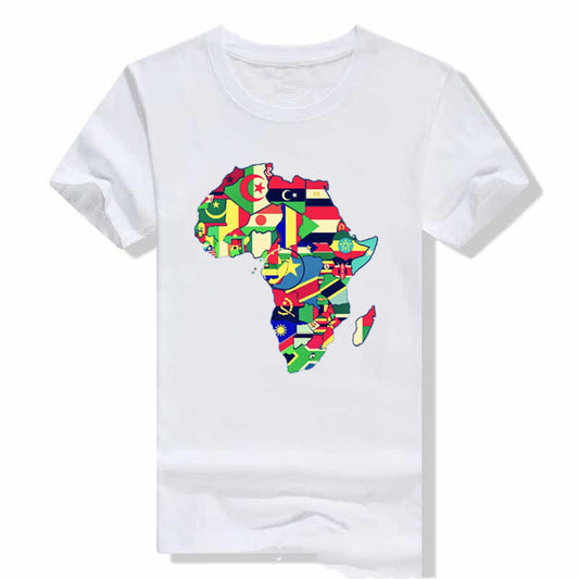 T-shirt pour hommes et femmes, humoristique, Cool, avec carte de l'afrique, drapeau, Collage