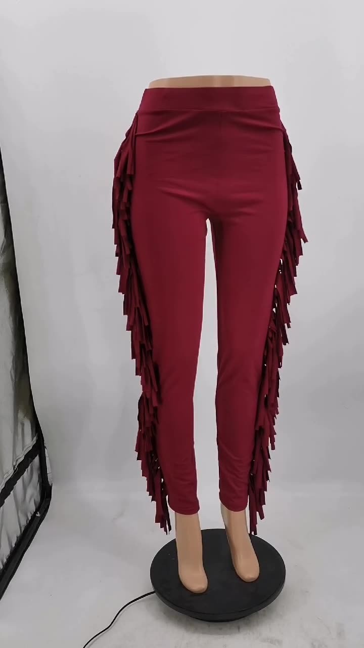 Women's Cute Sports Casual Tassel Pants With Color