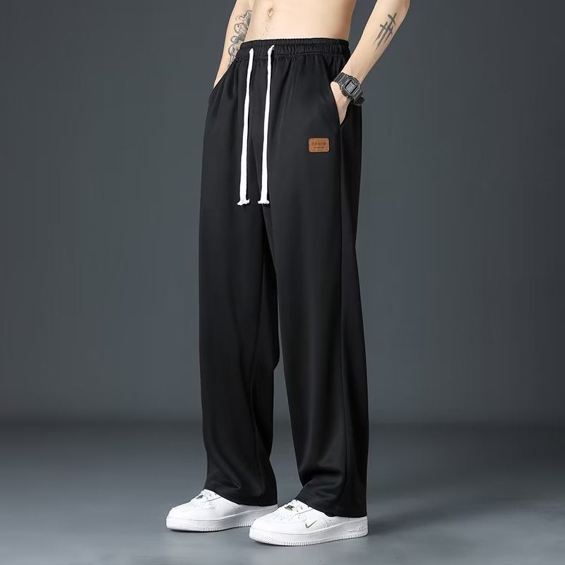 Ice Silk Pants Men's Thin Straight Loose Trousers