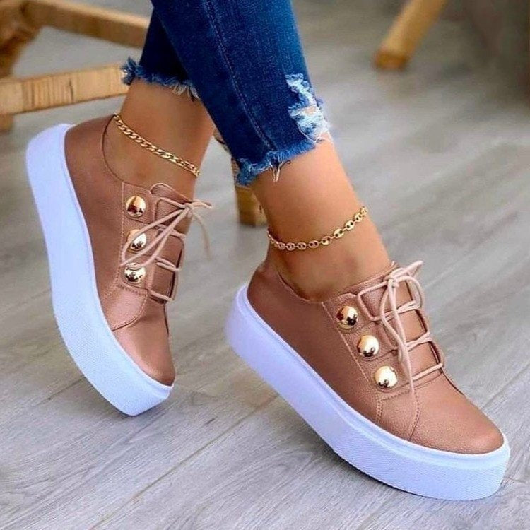 Large size casual single shoes for women in Europe and America, new round toe thick sole casual adhesive shoes