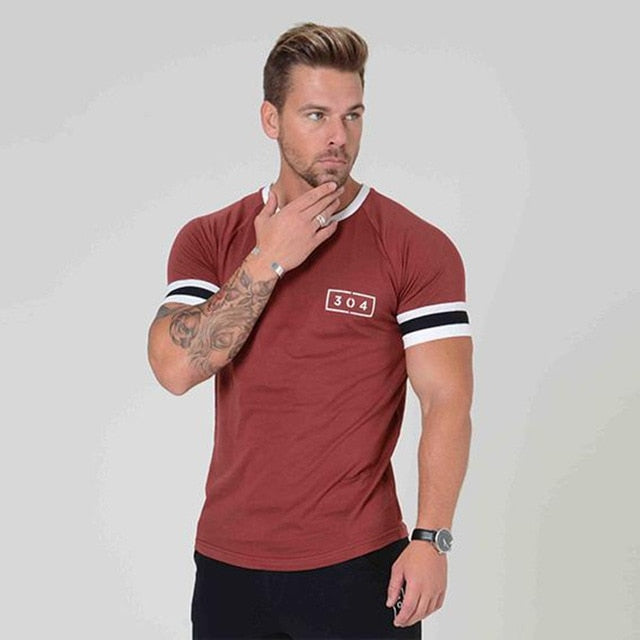 Men Cotton Short sleeve t shirt Fitness Slim Patchwork Black T-shirt Male Brand Gyms Tees Tops Summer Fashion Casual clothing