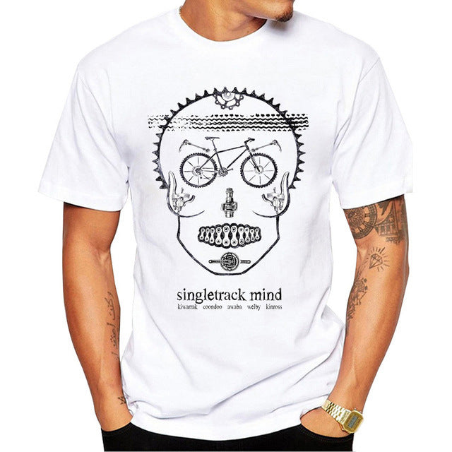 Bicycle Art Print Short Sleeve Crew Neck Top