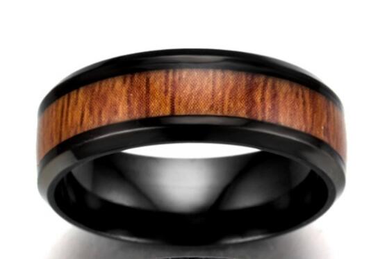 Vintage stainless steel wood rings for men good quality