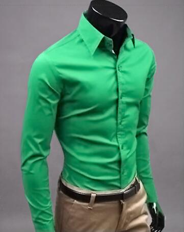 Men Shirt Long Sleeve Fashion Mens Casual Shirts Cotton Solid Color Business Slim Fit Social Camisas Masculina
