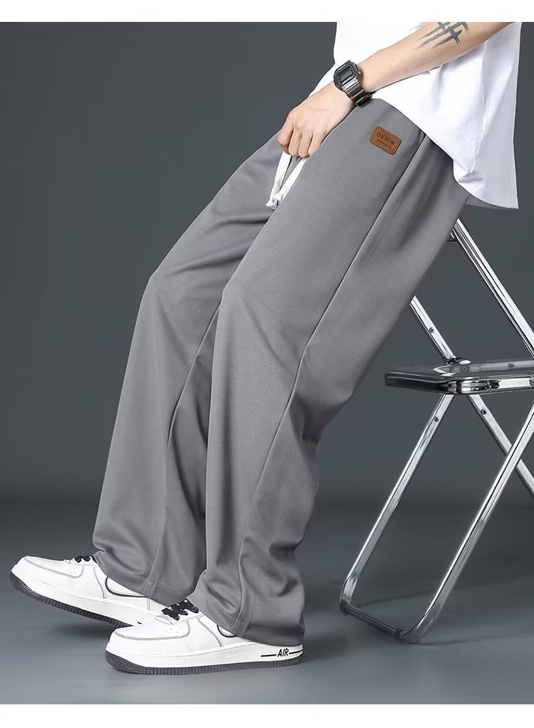 Ice Silk Pants Men's Thin Straight Loose Trousers